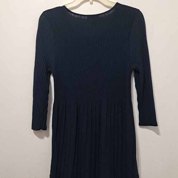 Eileen Fisher Washable Wool Scoop Neck Knit Dress Small Petite Dark Navy/Black - Picture 12 of 14